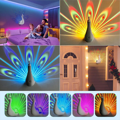 Applique murale en forme de paon 7 réglages de couleur avec télécommande – مصباح ديكور على شكل طائر الطاوس