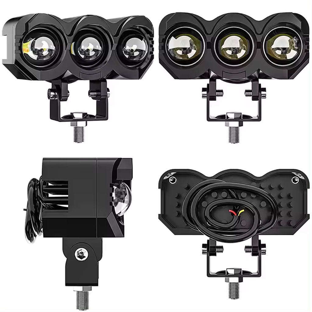 Projecteur Universel LED à 3 lentilles Pour Vélo et Moto