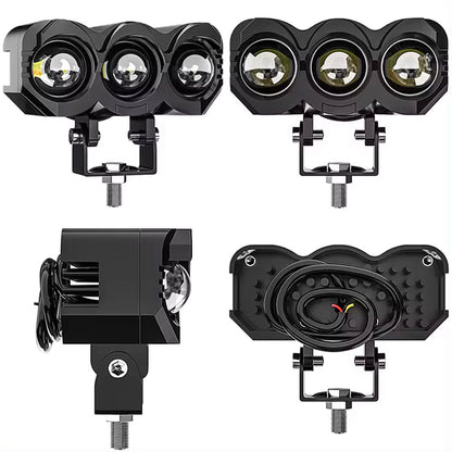 Projecteur Universel LED à 3 lentilles Pour Vélo et Moto