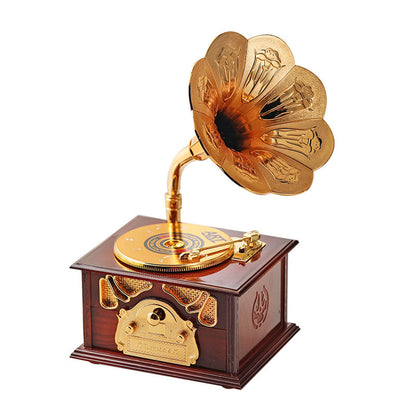Phonographe trompette dorée et boîte à Bijoux Décorative – صندوق موسيقي