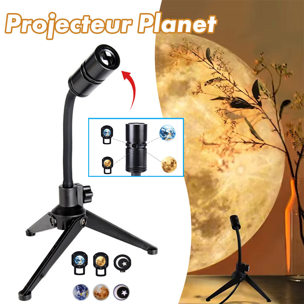 Lampe de lune projecteur veilleuse 360° lumière de projection de lune éclairage de charge USB تنزوت