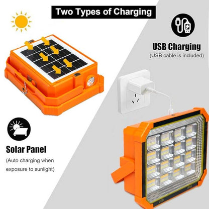 Projecteur LED Solaire Rechargeable 4000 mAh 10000 Lumens avec Kit Outils – مصباح بالطاقة الشمسية وعلبة أدوات مهنية 2في1