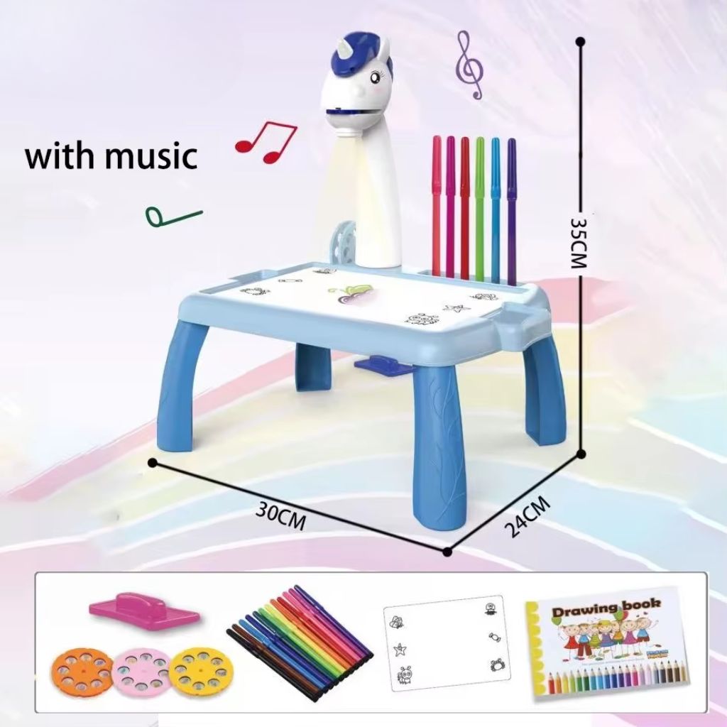 Jouet Projecteur de Dessin Aolieh, Table de Dessin Éducative pour Enfants avec Projecteur LED et Accessoires – لعبة جهاز عرض الرسم للأطفال