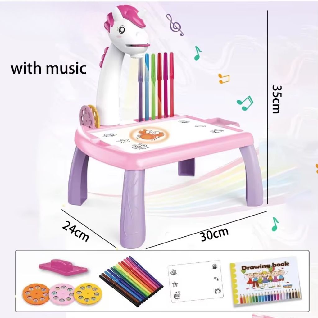 Jouet Projecteur de Dessin Aolieh, Table de Dessin Éducative pour Enfants avec Projecteur LED et Accessoires – لعبة جهاز عرض الرسم للأطفال