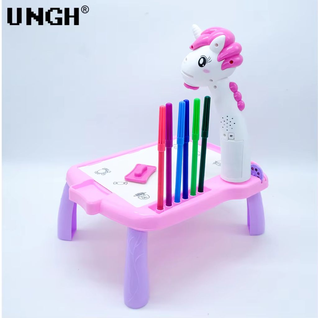 Jouet Projecteur de Dessin Aolieh, Table de Dessin Éducative pour Enfants avec Projecteur LED et Accessoires – لعبة جهاز عرض الرسم للأطفال