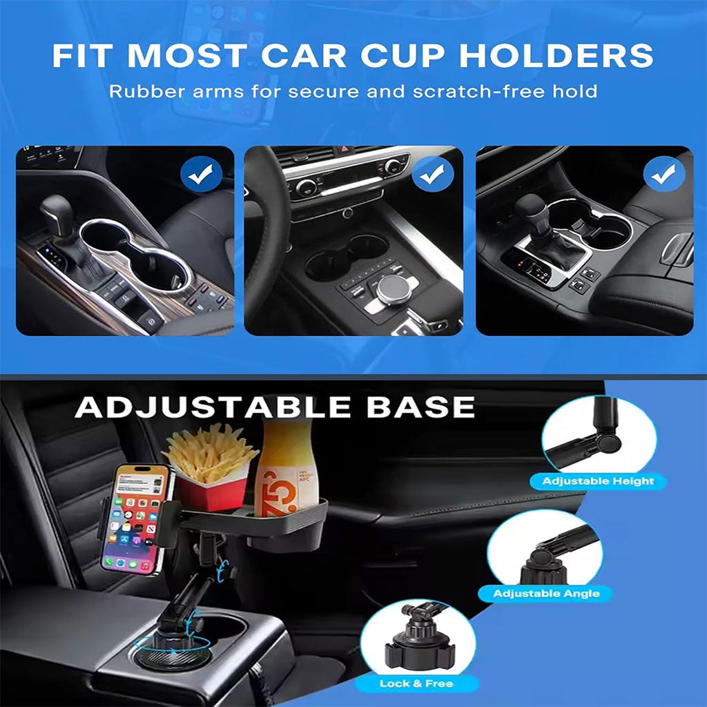 Plateau et Porte-Gobelet avec Support Téléphone pour Voiture – حامل مأكولات ومشروبات مع موضع للهاتف