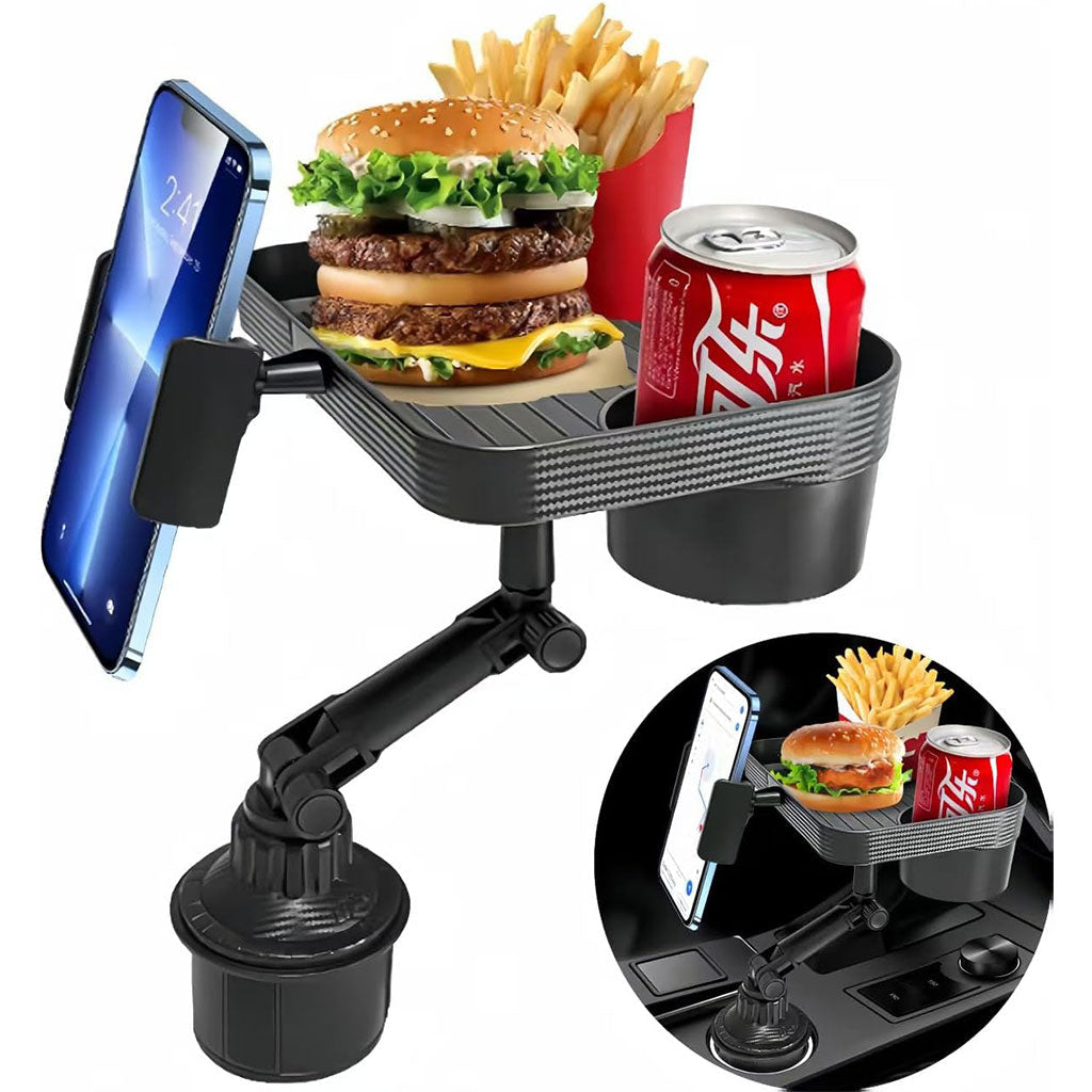 Plateau et Porte-Gobelet avec Support Téléphone pour Voiture – حامل مأكولات ومشروبات مع موضع للهاتف - تنزوت