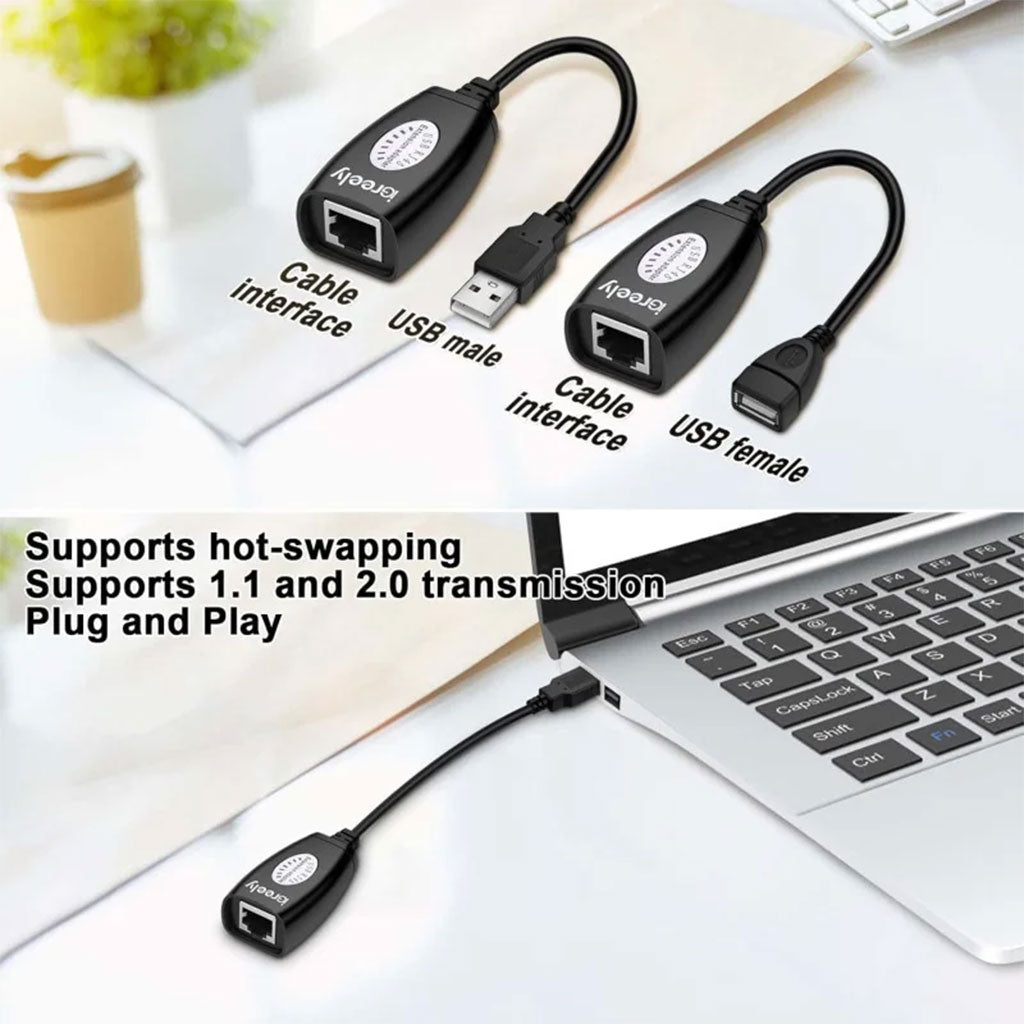 Rallonge de câble USB sur RJ45 2Pcs Longueur jusqu’à 150 m