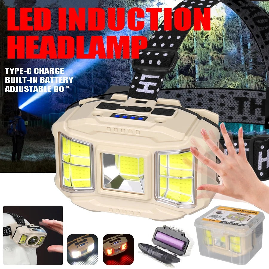 Lampe frontale LED COB à induction Rechargeable par USB 5 Modes – مصباح رأس قابل للشحن