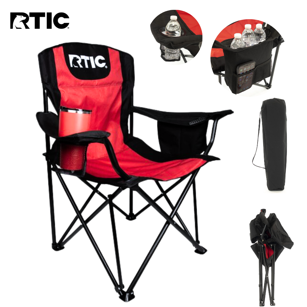 RTIC Chaise de camping pliante avec porte-boissons et sacs isoterme تنزوت