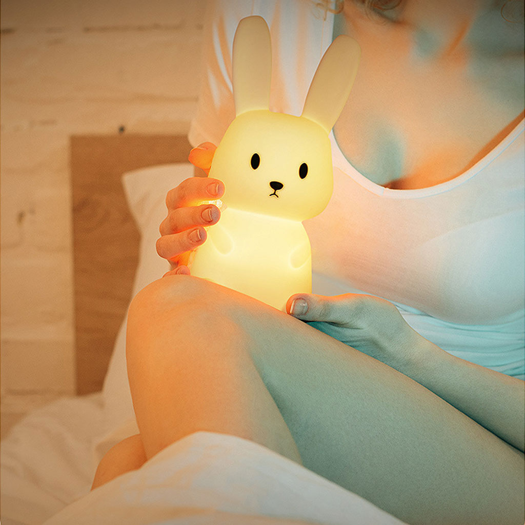 Veilleuse LED en forme de Lapin en siliconé pour enfants, avec capteur tactile