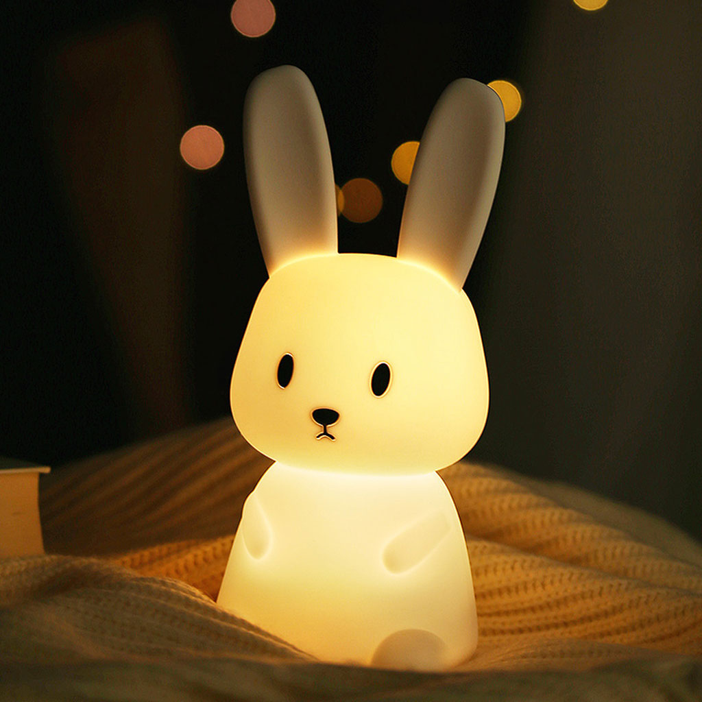 Veilleuse LED en forme de Lapin en siliconé pour enfants, avec capteur tactile
