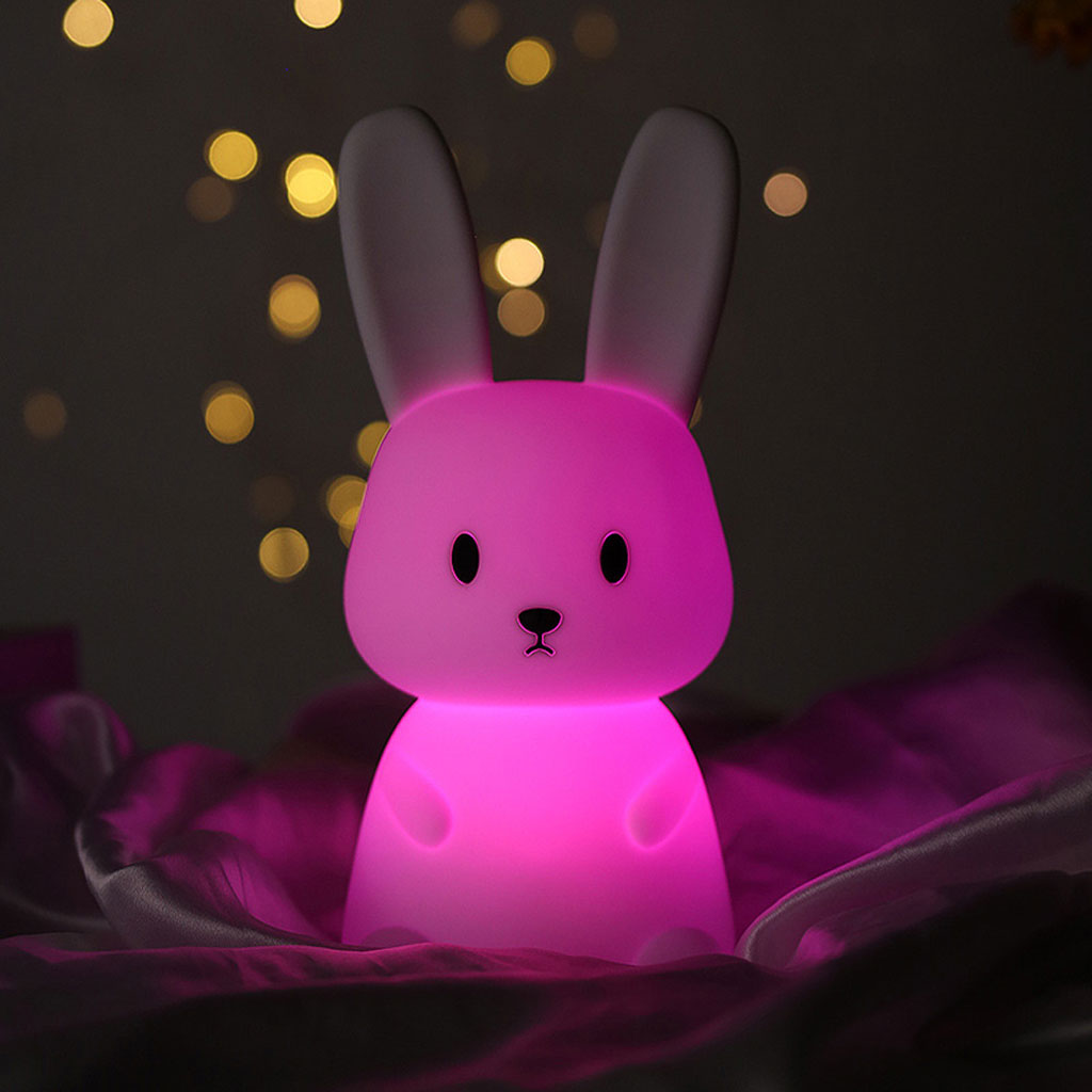 Veilleuse LED en forme de Lapin en siliconé pour enfants, avec capteur tactile
