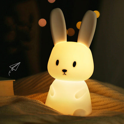Veilleuse LED en forme de Lapin en siliconé pour enfants, avec capteur tactile