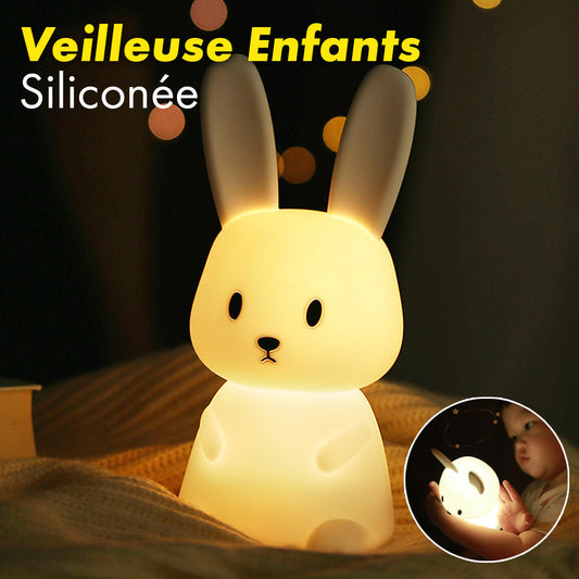 Veilleuse LED en forme de Lapin en siliconé pour enfants, avec capteur tactile تنزوت