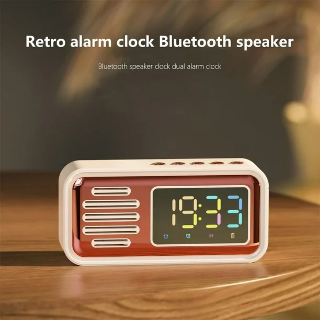Réveil Bluetooth Rétro avec Haut-Parleur et Fonction IPX5 – ساعة منبه بلوتوث مع مكبر صوت