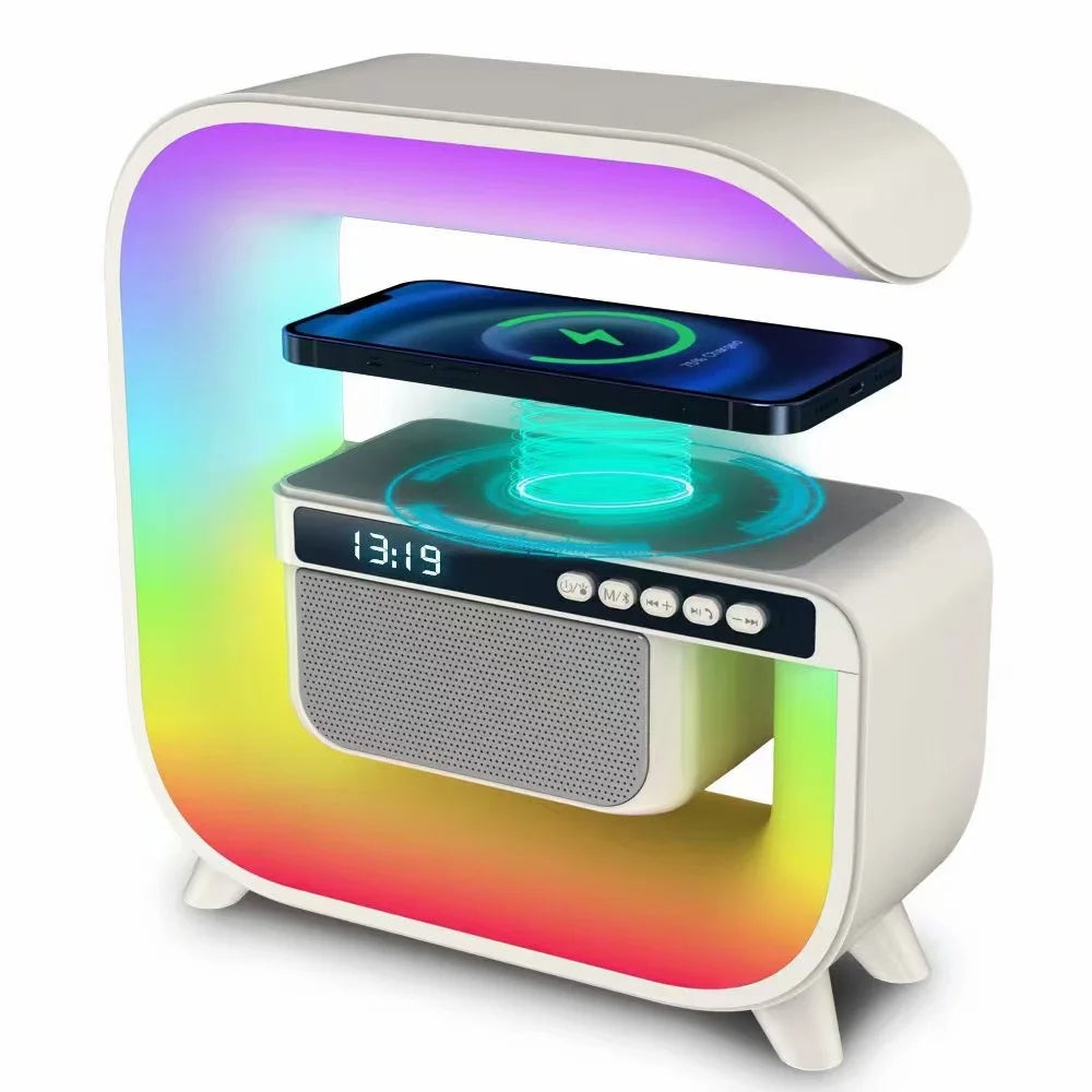 Réveil intelligente RGB type Big G Wireless Charger / Speaker Bluetooth 5.0 - منبه ذكي و شاحن لاسلكي ومكبر صوت بلوتوث XM-G3