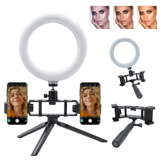 Anneau Selfie LED 20 cm avec 2 Supports Smartphone et 3 Modes d’éclairage تنزوت