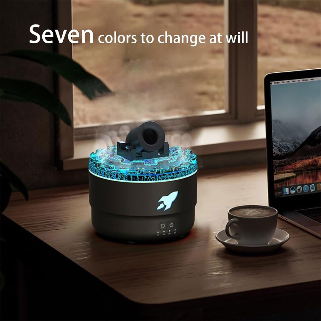 Humidificateur d’arôme à canon avec lumières LED colorées – معطر جو يضفي ديكور رائع في منزلك
