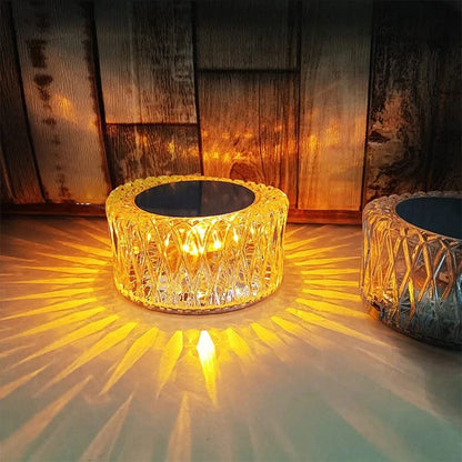 Lampe de Table en Cristal à Gradation tactile, Veilleuse Rechargeable par USB
