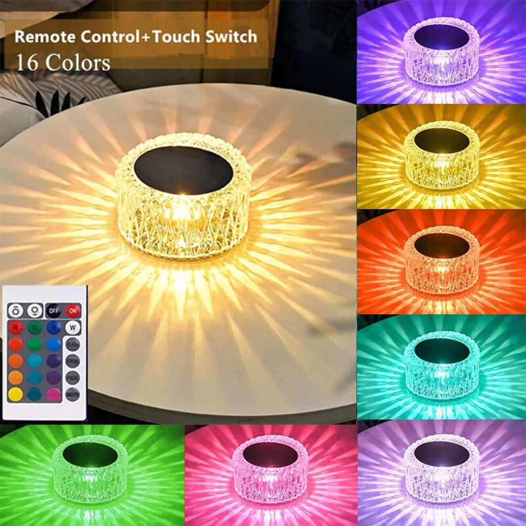 Lampe de Table en Cristal à Gradation tactile, Veilleuse Rechargeable par USB