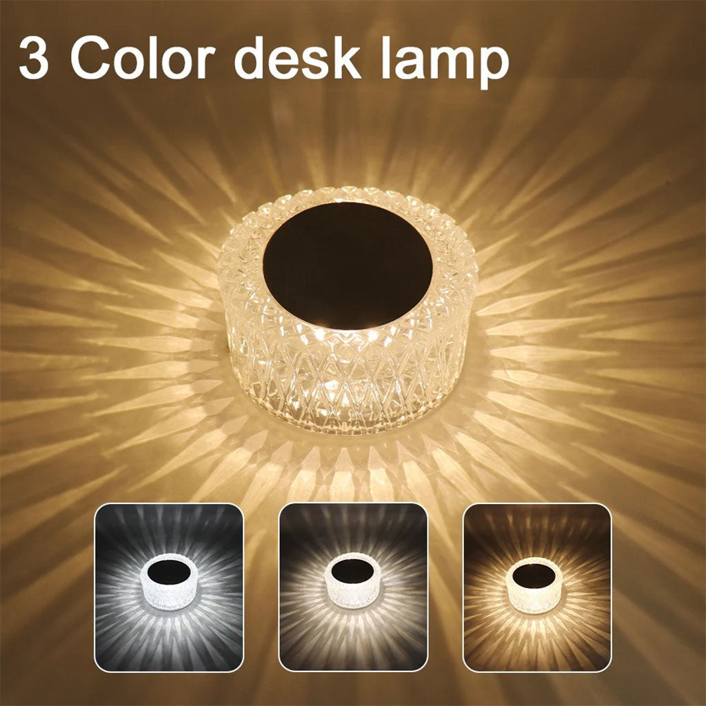 Lampe de Table en Cristal à Gradation tactile, Veilleuse Rechargeable par USB
