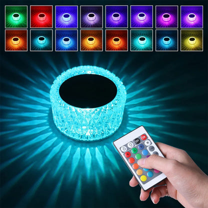 Lampe de Table en Cristal à Gradation tactile, Veilleuse Rechargeable par USB
