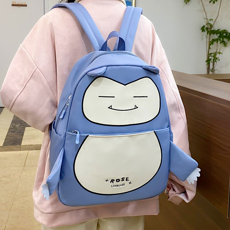 Ensemble de Sacs Snorlax 3Pcs Design Kawaii Bleu – حقيبة مدرسية 3 قطع لون أزرق