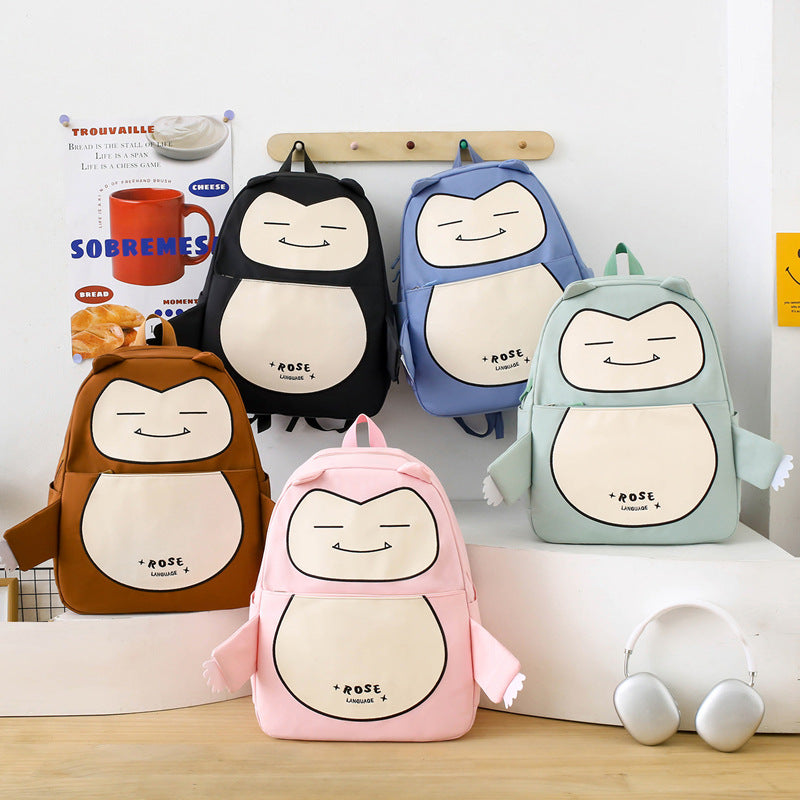 Ensemble de Sacs Snorlax 3Pcs Design Kawaii Marron – حقيبة مدرسية 3 قطع لون بني