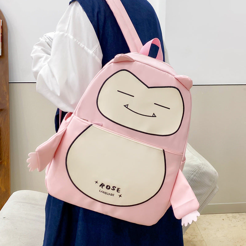Ensemble de Sacs Snorlax 3Pcs Design Kawaii Rose- حقيبة مدرسية 3 قطع لون وردي