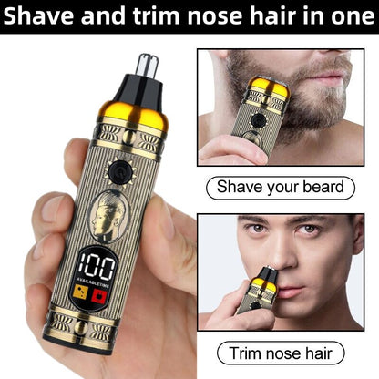 Ensemble de rasoir électrique pour hommes, tondeuse pour barbe et nez, chargeur USB, avec écran LCD