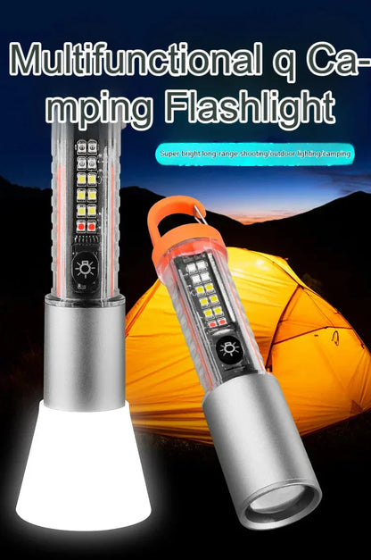 Lampe de Poche LED Multi-Fonction avec Zoom, Laser et 8 Modes d’Éclairage – Torche Étanche pour Camping d’Urgence avec Magnet