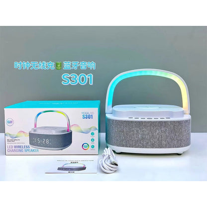 Haut Parleur Bluetooth Portable S301 à LED RGB chargement sans fil 15W – مكبر صوت بلوتوث وشاحن لاسلكي 2في1