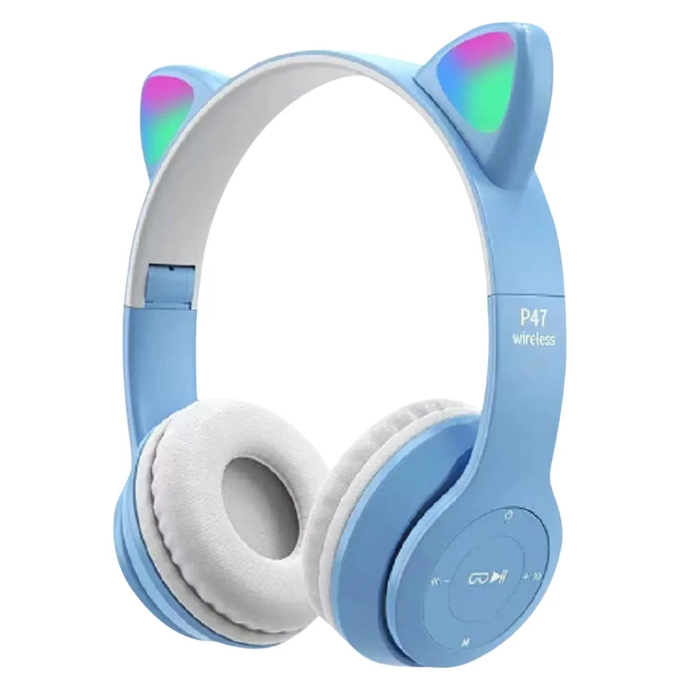 Casque Bluetooth sans fil avec oreilles de chat LED clignotantes P47M