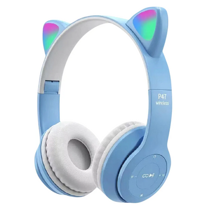 Casque Bluetooth sans fil avec oreilles de chat LED clignotantes P47M