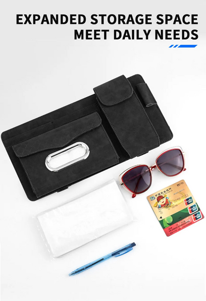 Sac de rangement universel pour pare-soleil de voiture avec étui à lunettes, porte