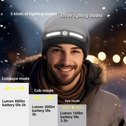 Bonnet d’hiver COB Headlight pour camping et randonnée – قبعة شتوية مزودة بمصباح أمامي
