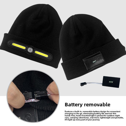 Bonnet d’hiver COB Headlight pour camping et randonnée – قبعة شتوية مزودة بمصباح أمامي