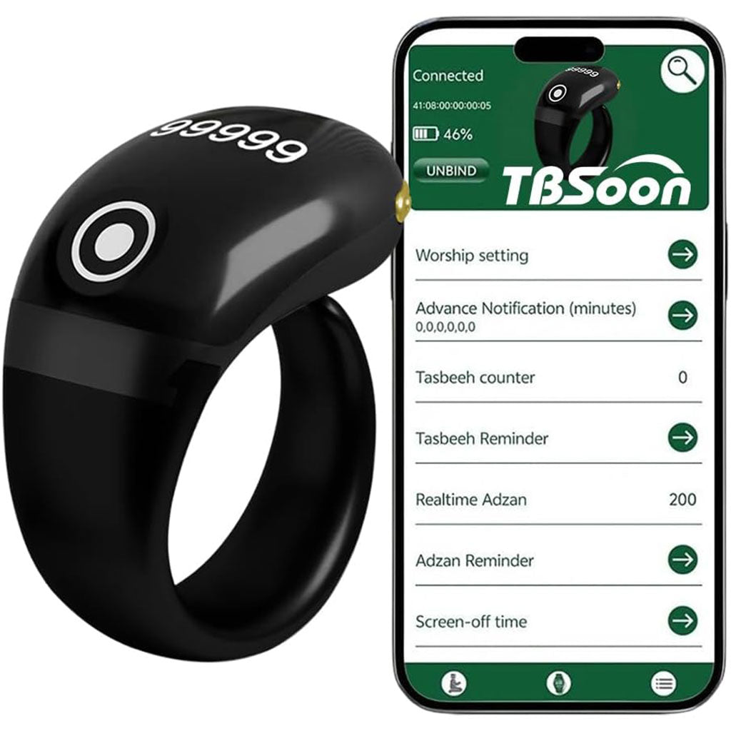 Bague Compteur Digital de Tasbih avec Affichage OLED Étanche – خاتم تسبيح إلكتروني