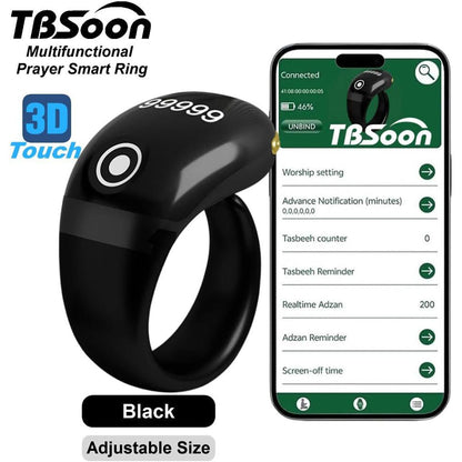 Bague Compteur Digital de Tasbih avec Affichage OLED Étanche – خاتم تسبيح إلكتروني