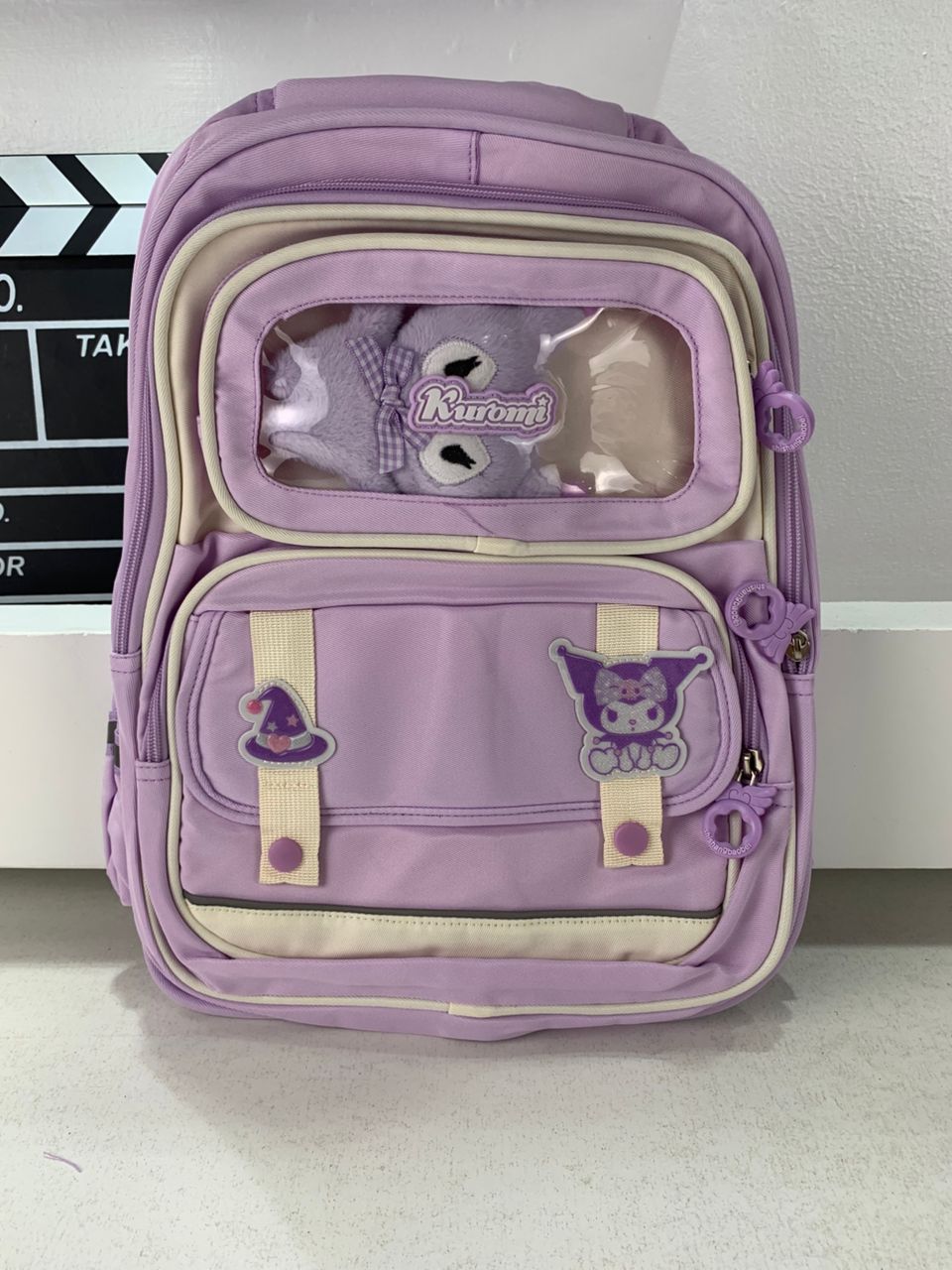 Sac à Dos Enfant Ludique avec Plusieurs Compartiment et un Peluche LM-5122 Mauve – حقيبة ظهر للأطفال بنفسجي