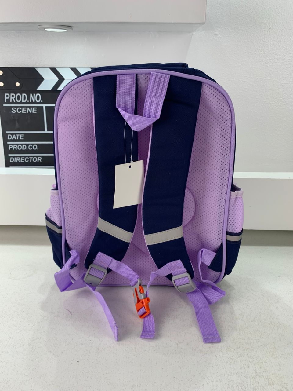 Sac à Dos Enfant Ludique avec Plusieurs Compartiment et un Peluche LM-5122 Bleu Nuit et Mauve – حقيبة ظهر للأطفال أزرق ليلي وبنفسجي