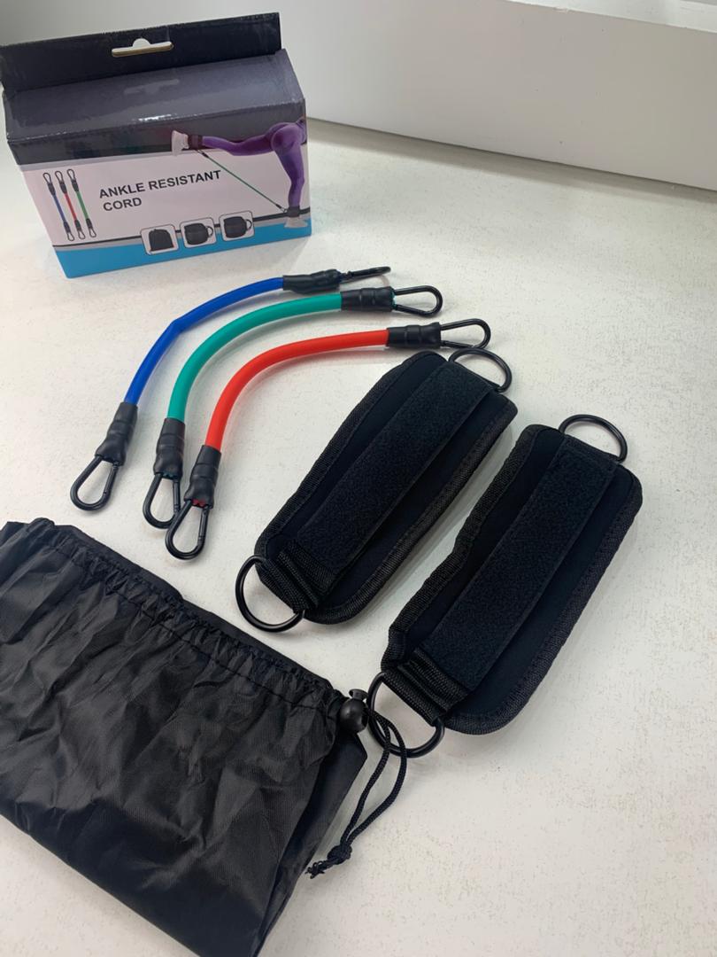 Bandes de résistance pour les jambes avec sangle de cheville 5Pcs – طقم أشرطة تدريب قابلة للتمدد