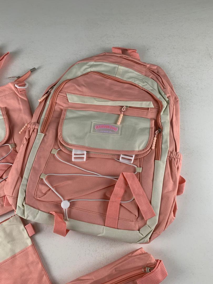 Ensemble de sacs d’école Kawai pour adolescents 4Pcs GUORANCHAO Rose – محفظة 4 قطع كاواي وردي