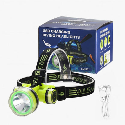 Lampe Frontale de Plongée Étanche et Rechargeable – مصباح غطس