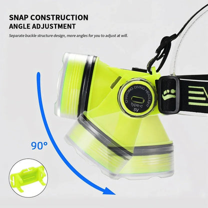 Lampe Frontale de Plongée Étanche et Rechargeable – مصباح غطس