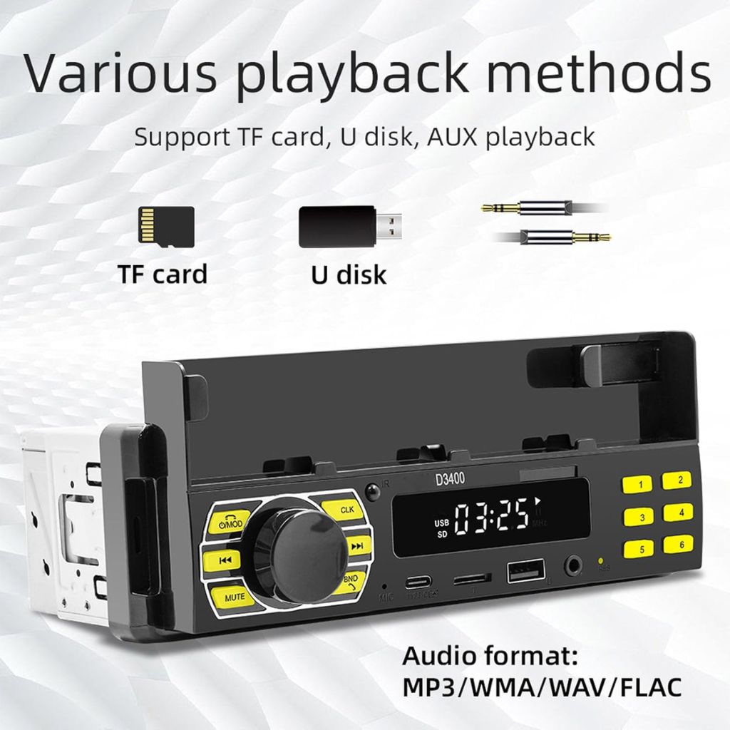 Autoradio Bluetooth Simple DIN avec Support Téléphone – راديو سيارة بلوتوث بسيط مع حامل هاتف