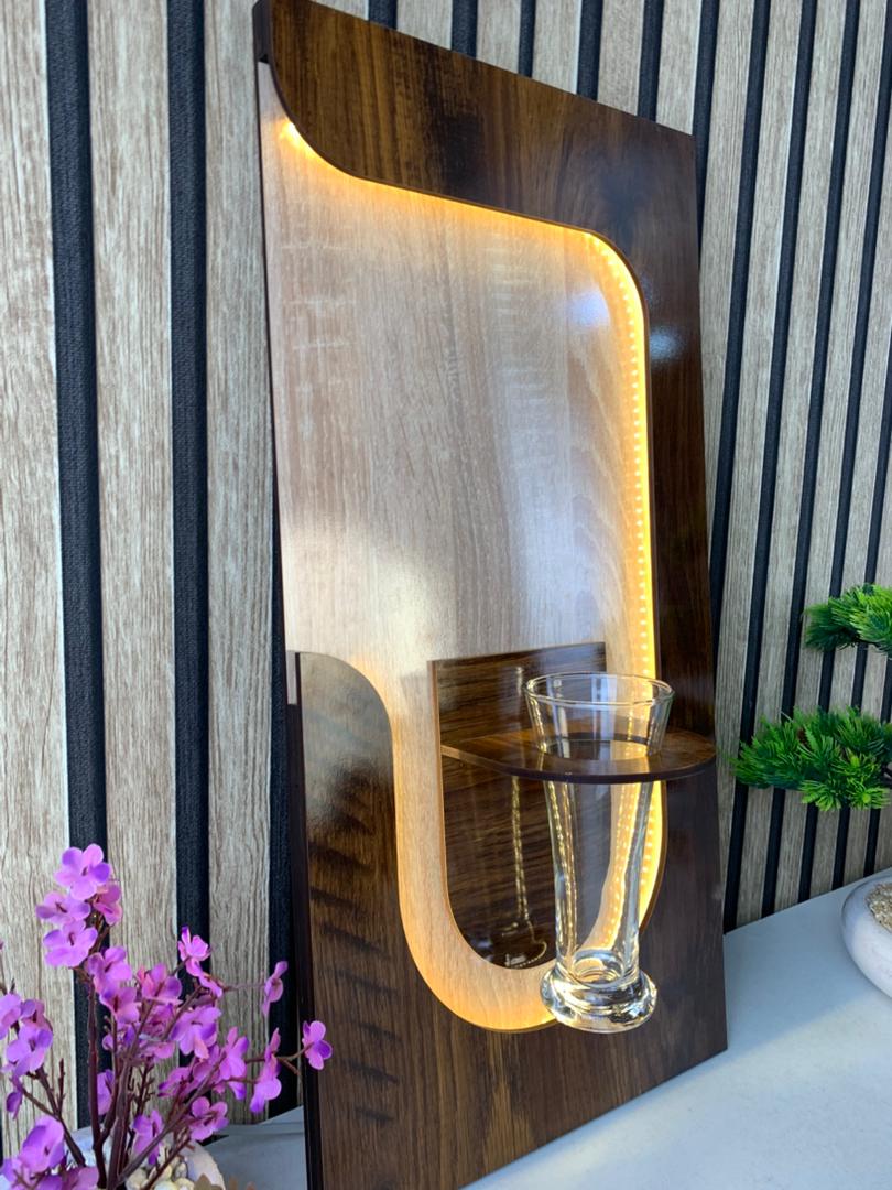 Panneau Mural Décoratif avec Éclairage LED Design Moderne en Bois V2