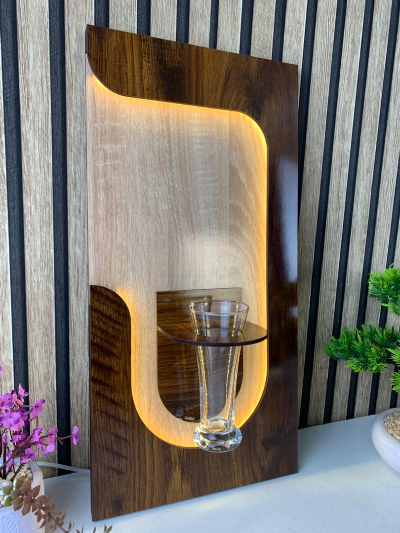 Panneau Mural Décoratif avec Éclairage LED Design Moderne en Bois V2