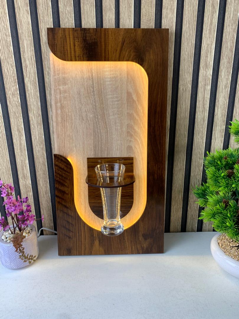 Panneau Mural Décoratif avec Éclairage LED Design Moderne en Bois V2